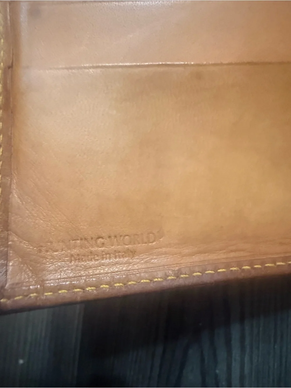 Vintage Hunting World Green Brown Leather Bifold Wallet Coin Purse Luxury Rare